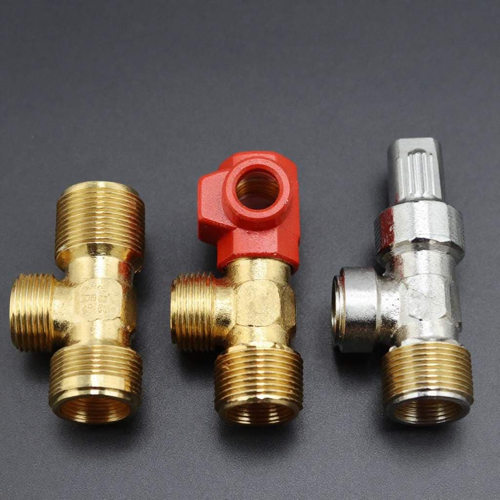 Three types of scrap brass side by side — yellow brass fittings, red brass valves, and gunmetal marine components showing colour differences for identification