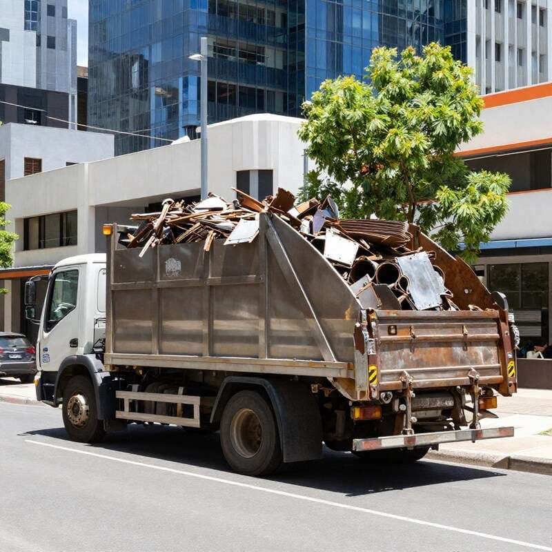 Prime Metal Recycling Melbourne truck collecting scrap metal from a building site in Melbourne's southern suburbs